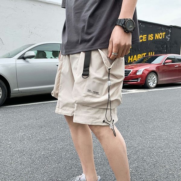 

summer work wear sports work clothes national shorts shorts men's national fashion hip hop loose multi pocket drawstring student casual, Blue