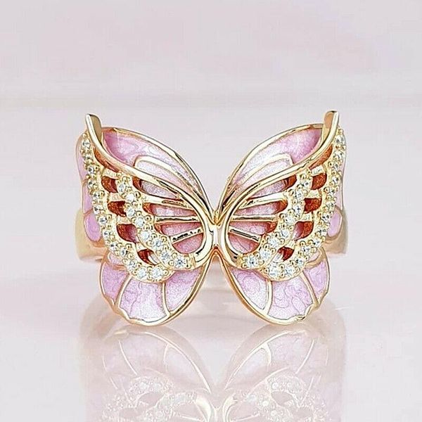 

gold pink color butterfly shape rings new design trendy jewelry for women party vacation gifts, Slivery;golden