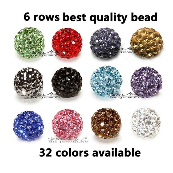 

100pcs 10mm crystal paved ball beads clay pave rhinestone crystal beads for diy bracelet necklace 6row 200930, Black