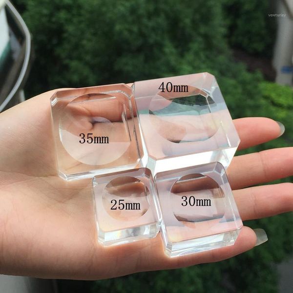 

decorative objects & figurines 1pcs transparent glass square dimple crystal ball display bases table holder stand home decor ornaments party