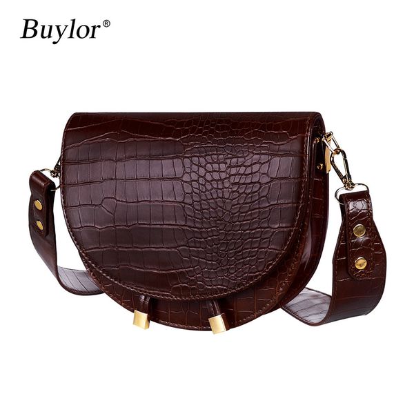 

buylor women luxury shoulder bags crocodile pattern handbag female crossbody bag half round pu leather messenger bag c1223