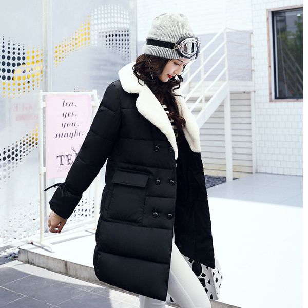 

2021 new female fashion lamb wool parkas coat fine cotton down jackets casula parka mujer winter wxf206 1tgo, Black