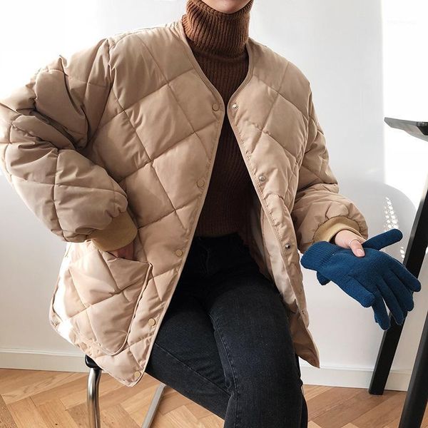 

casual women loose winter coat chic ladies o-neck warm think oversize jacket ladies padded outwear snow parkas for1, Black