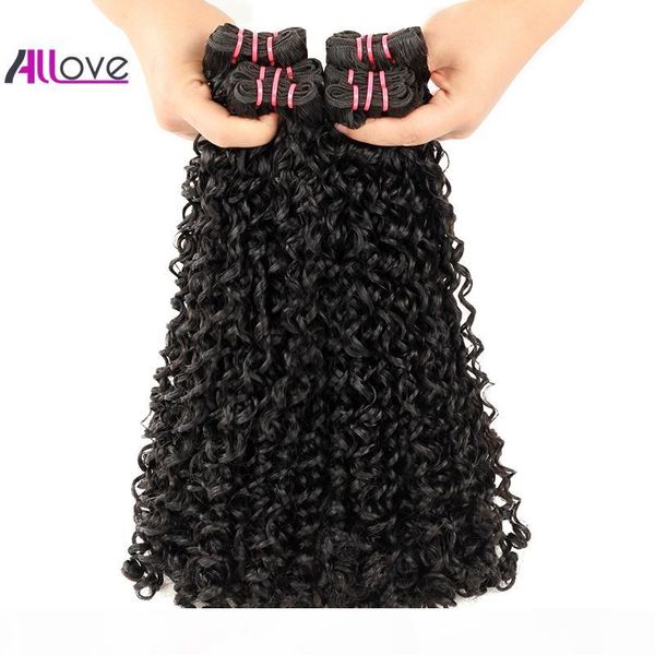 

allove фунх волосы 100a double drawn новых вьющиеся волосы extensions индийских человеческие волосы пучки natural curl бразильский перуански, Black
