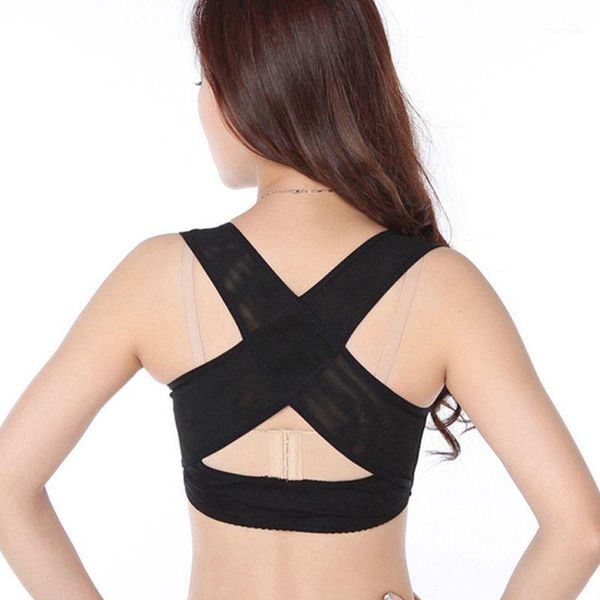 

ladies women adjustable shoulder back posture corrector chest brace support belt-black-xl1, Black;blue