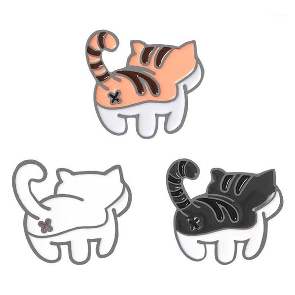 

3 styles colorful stripe animal cats enamel pins badges brooches for children girl cute cat bujewelry mini cat baby wholesale1, Gray