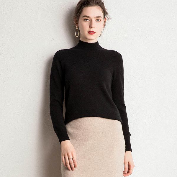 

2021 antumn winter soft sweaters for women 100% pure cashmere mesh jumpers 10 standard colors long women's pullovers dfig, White;black
