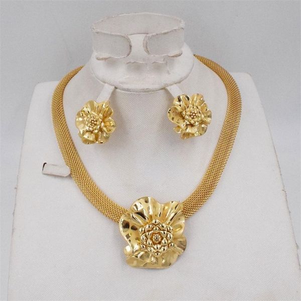 

new ltaly 750 gold color jewelry set for women african beads jewlery fashion necklace set earring jewelry 201222, Slivery;crystal