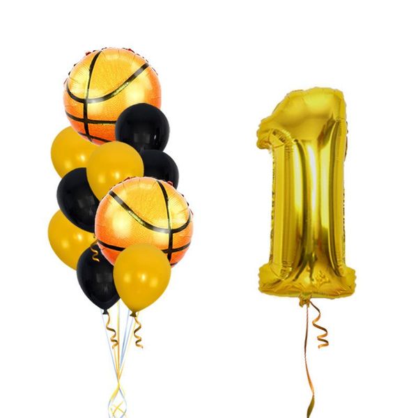 

party decoration 11pcs 32 inch basketball aluminum foil digital balloon set birthday latex arrangement supplies