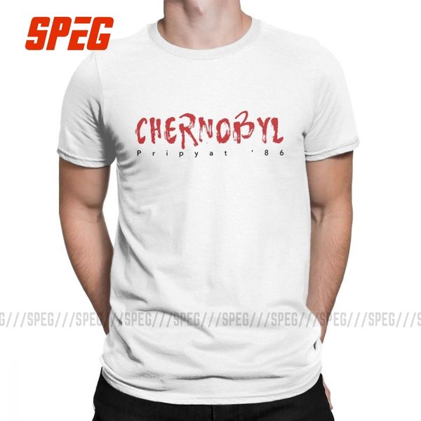 

sport men's chernobyl hand written brush t shirts cotton fashion short sleeve crewneck tees printing t-shirt plus size