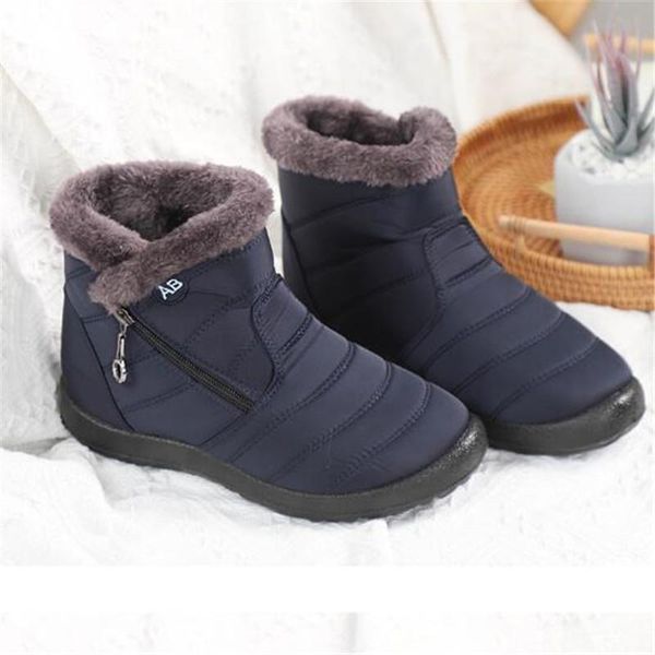 

2020 new women boots winter snow boots waterproof warm plush ankle for women winter shoes woman booties female 42 43, Black