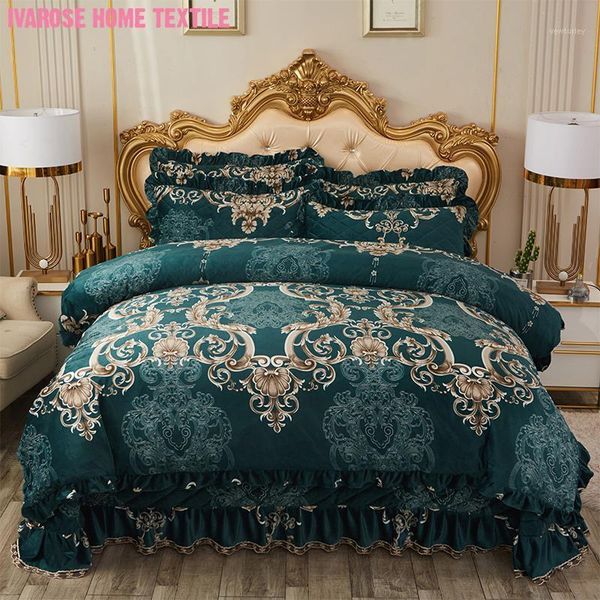 

velvet plush shaggy duvet cover quilted bedspread set  king size 4/6pcs luxury soft warm bedding set comforter cover1