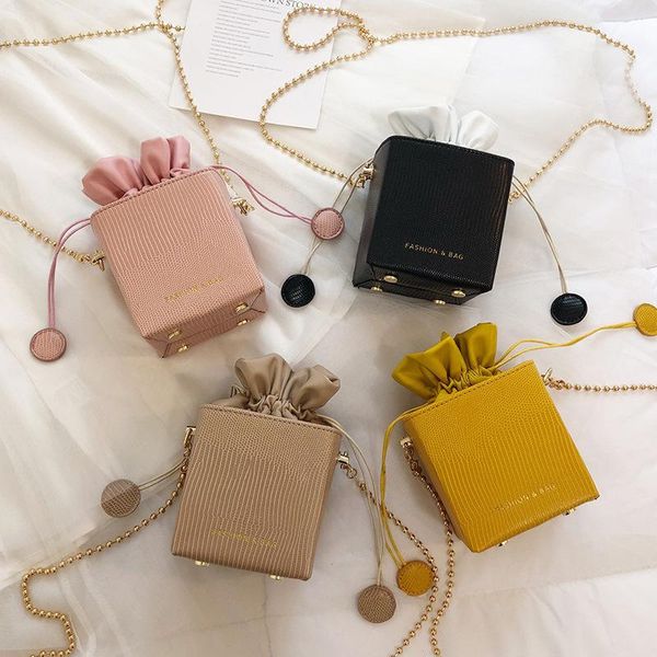 

cross body korean version of women's bags, pumping bucket bag, soft girl fashion one-shoulder mini pearl messenger bag