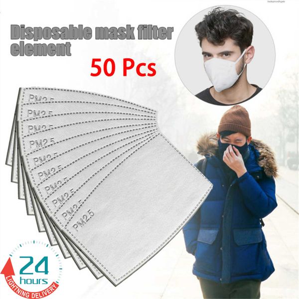 

pm2.5 insert 50pcs carbon layer filter activated five protective disposable mouth mask replaceable anti dust masks