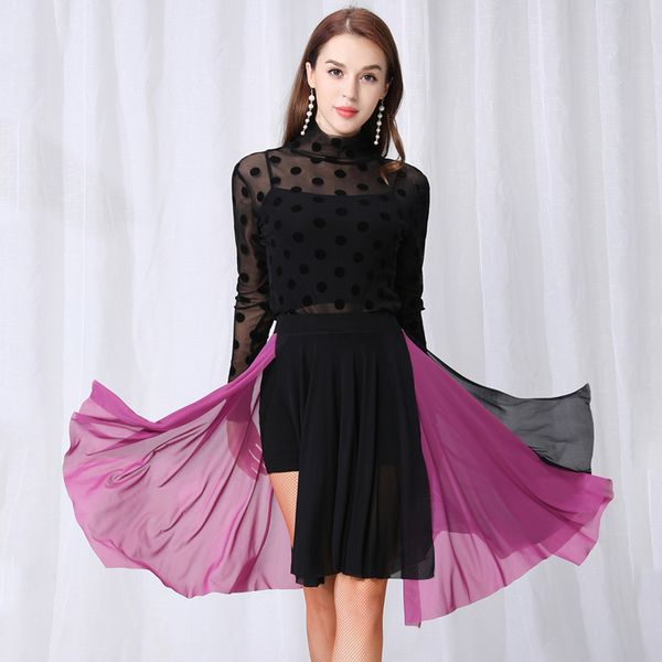 

new latin dance skirt women dance clothes adults swing practice skirt for performance wear cha cha rumba new dance costume bi549, Black;red