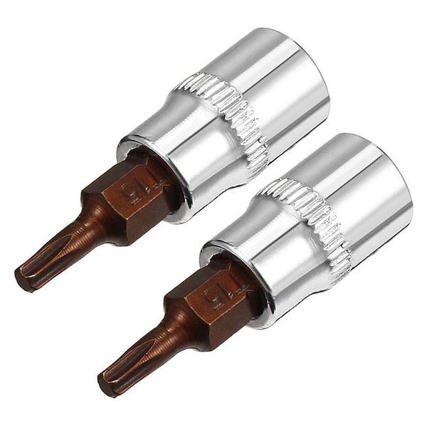 

2pcs 1/4-inch drive t15 torx bit socket, s2 steel