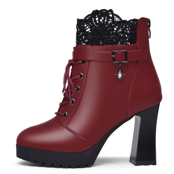 

new lace women's boots super high with martin england boots women's waterproof platform with women's shoes drop shipping y200, Black