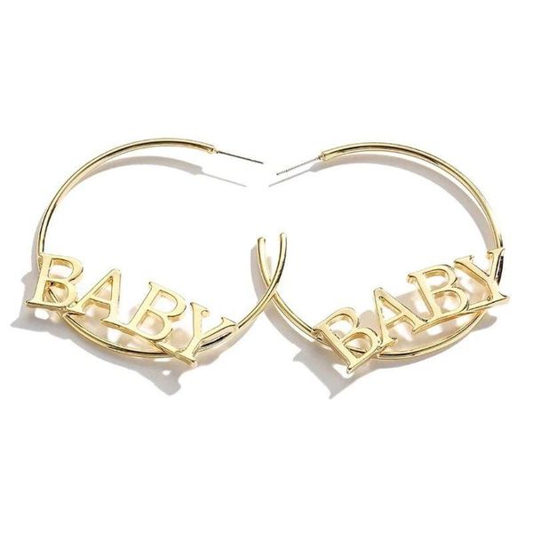 

alphabet baby letters big circle hoop earrings for women fashion hip hop jewelry, Golden;silver