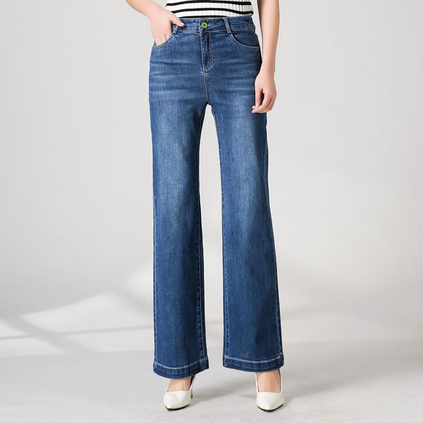 

high waist wide leg jeans women's spring 2020 new thin ny loose straight pants, Blue