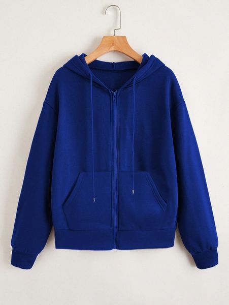 

zip up drop shoulder drawstring hoodie a9m4#, White;black