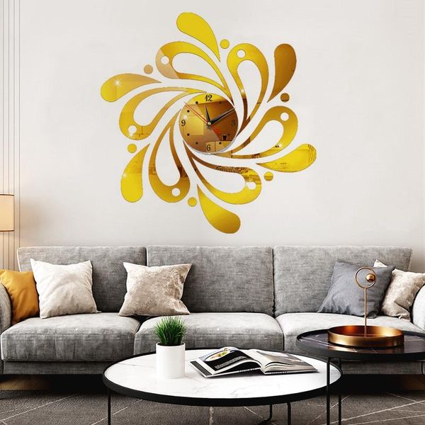 

novelty 3d mirror surface wall clock electronic clock stickers diy creative wall mounted for home office decoration