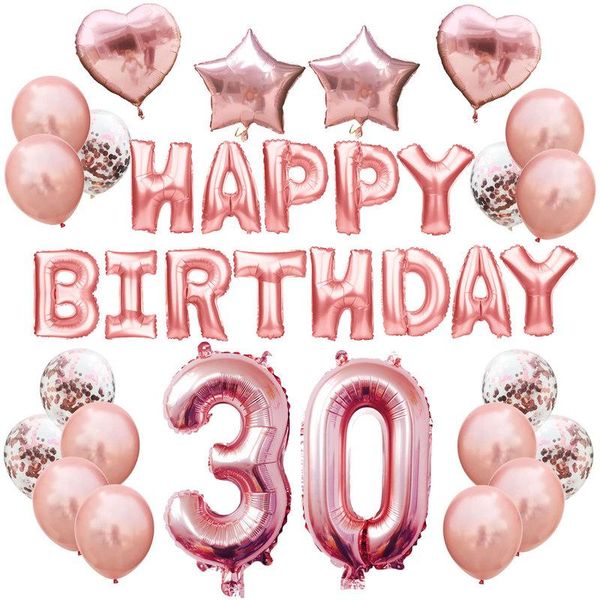 

happy 30 40 50 60 70 80 years birthday balloons set rose gold number foil ballons 30th birthday party decoration adlut man bbysfe homebag