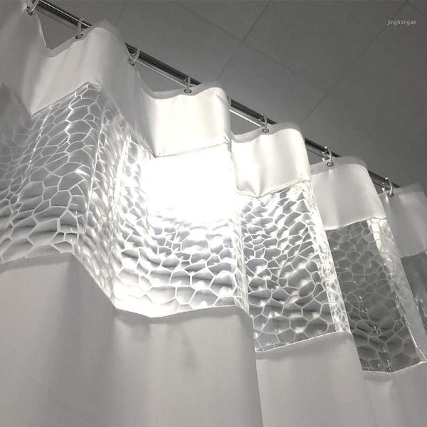 

ufriday shower curtain with clear plastic window waterproof white fabric bathroom curtain with clear peva window bath1