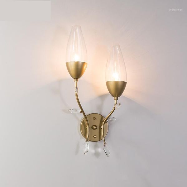 

wall lamp modern style lights bedroom bedside gold mirror light luxury aisle model room corridor sconce ac90-220v lamps1