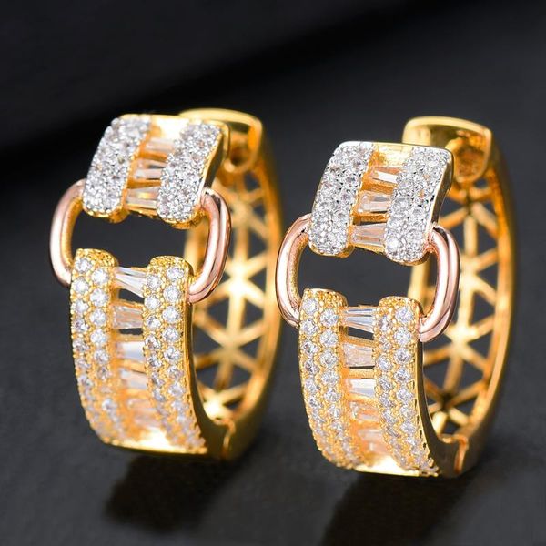 

fashion trendy dubai style hoop earrings full mini cubic zirconia hoop earrings jewelry for women aros mujer oreja, Golden;silver