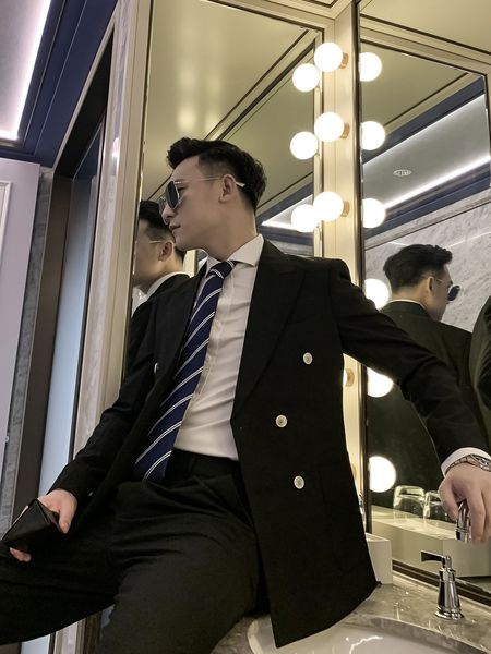 

daio mens korean british men's solid color capris two piece suit slim trend