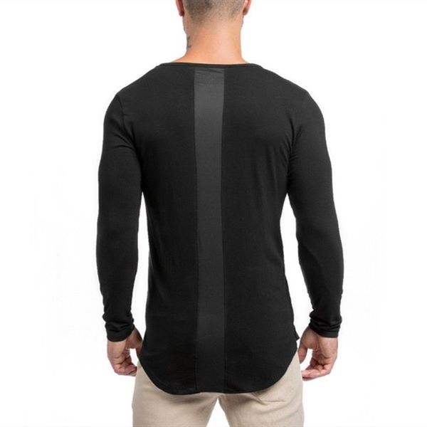 

autumn and winter muscle aesthetic sports t-shirt fitness running cotton round neck long sleeve sports pullover 201203, White;black
