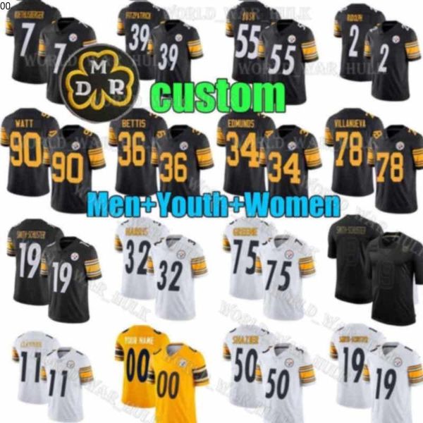 

2020 новые мужчины женщины молодежный питтсбург стилерс 19 джуджу смит-шустер т.ю. tj watt shazier bush conner 11 chase claypool трикотажные, Black;red