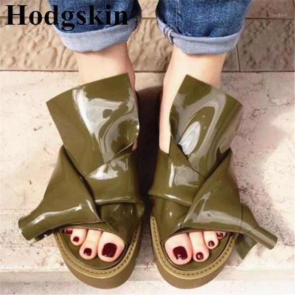 

slippers casual street fashion candy color women patent leather bow tie summer slides outside party platforms flat soft sandals1, Black