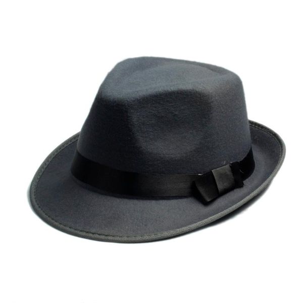 

men women felt fedora hat cappelli jazz felt floppy ribbon band panama hat elegant gorras hombre cap 25, Blue;gray