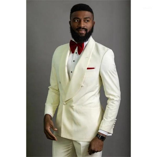 

men suits custom made shawl lapel man ivory groom tuxedos wedding/prom 2 pieces ( jacket+pants+tie ) e2451, White;black
