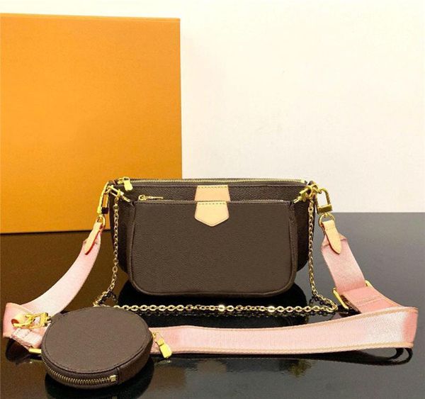 

m44813 leather real 3 handbags piece women crossbody multi purses bags sets mono sale quality chain shoulder bag rueqg