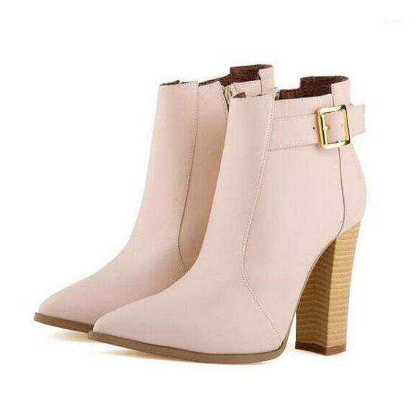 

nice fashion women boots high thick square high heelswood grain maleather boots ladies party shoes botas big size 25-61 w8351, Black