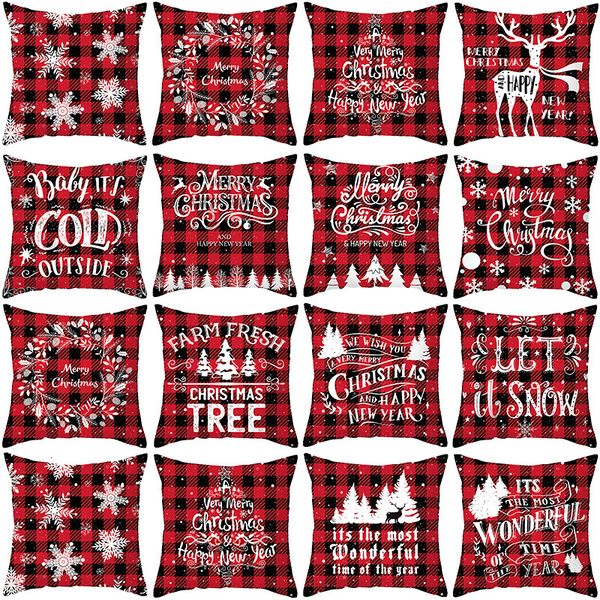 

45x45cm deer snowflake print throw pillow cover sofa cushion case home merry christmas decor pillowcase