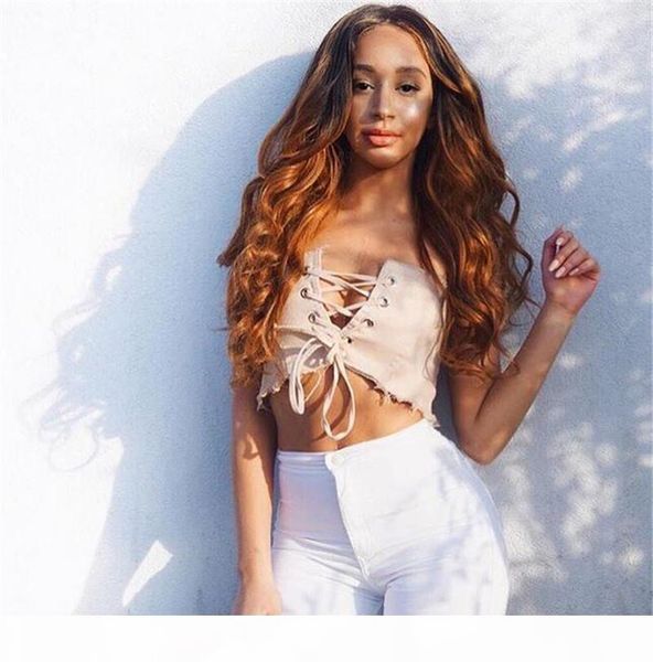 

250% density lace front human hair wigs for black women deep wave brazilian remy hair 1b#30 with baby hair, Black;brown