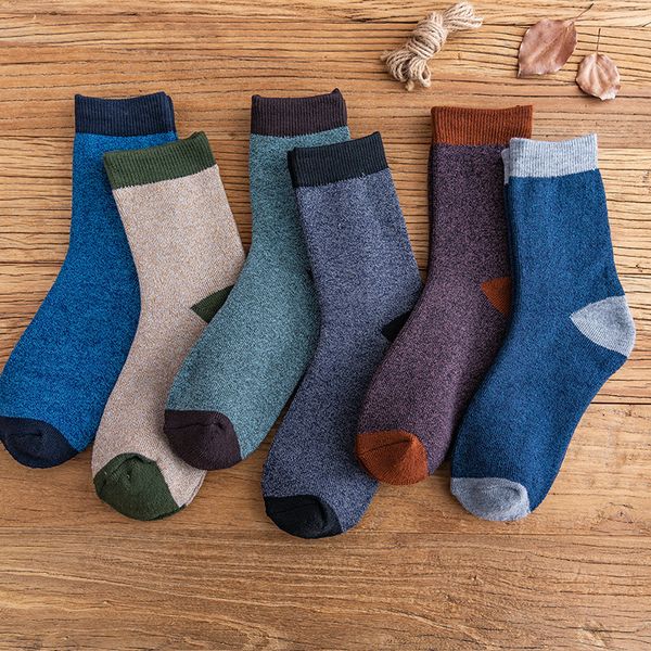 

men's casual soild autumn winter thicken warmer long socks for men male cotton thermal homewear boots floor sleeping sock, Black;white