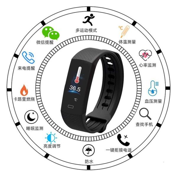 

intelligent body temperature bracelet b6w for measuring heart rate and blood prsur