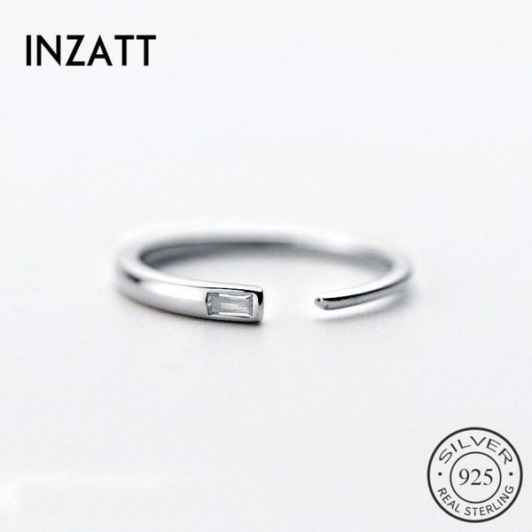 

inzareal 925 sterling silver zircon adjustable ring for fashion women party minimalist fine jewelry geometric accessories, Golden;silver