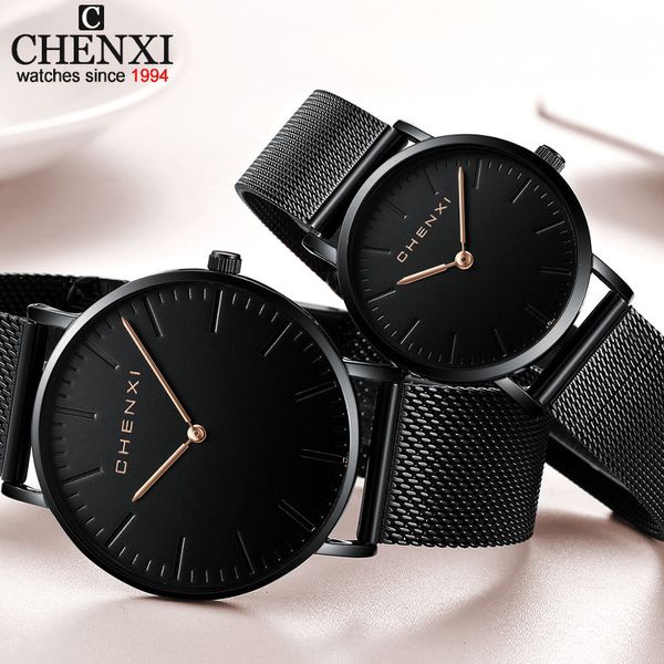 

chenxi brand lover watch quartz watch ladies and men casual ultrathin mesh steel waterproof sports watch relogio masculino, Slivery;brown