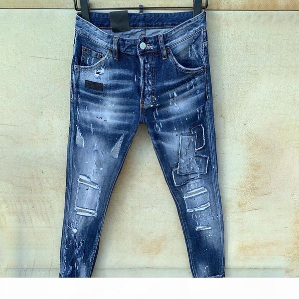 

mens jeans rips stretch black jeans italy fashion slim fit washed motocycle denim pants panelled hip hop trousers 11 style, Blue