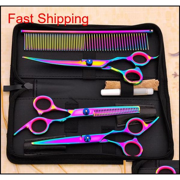 

cool colorful hair cutting scissors clippers flat tooth cutting pet beauty tools set kit dogs grooming hair cutti qylsdu mj_bag
