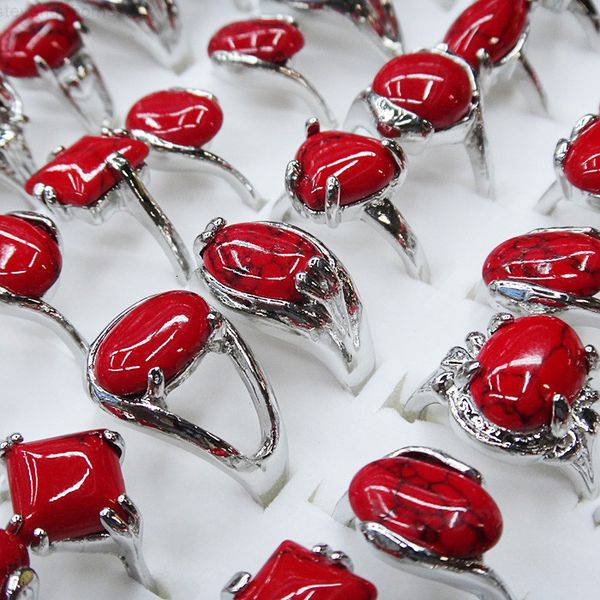 

30factory red jewelry fashion factory turquoise stone mixmax silver rings for women female ring wholesale jewerly lots, Golden;silver