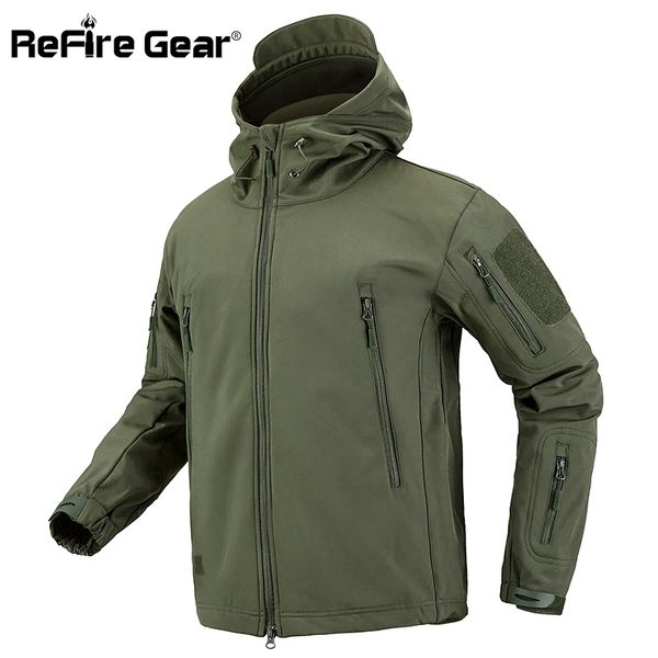 ReFire Gear Giacca militare mimetica da uomo Giacca tattica impermeabile Soft Shell US Army Abbigliamento Cappotto invernale in pile Giacca a vento 201130