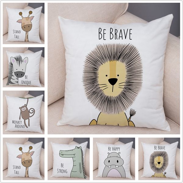 

nordic zebra hippo giraffe lion crocodile pillow case decor animal cushion cover for sofa pillowcase pillow covers 45x45cm