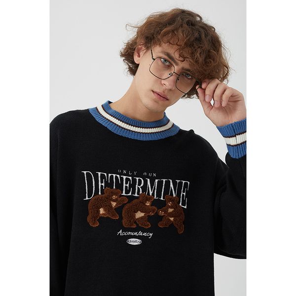 

2021 de casal urso craptate net vermelho estilo estrangeiro camisola masculinas e femininas novo malhas q1z8, White;black