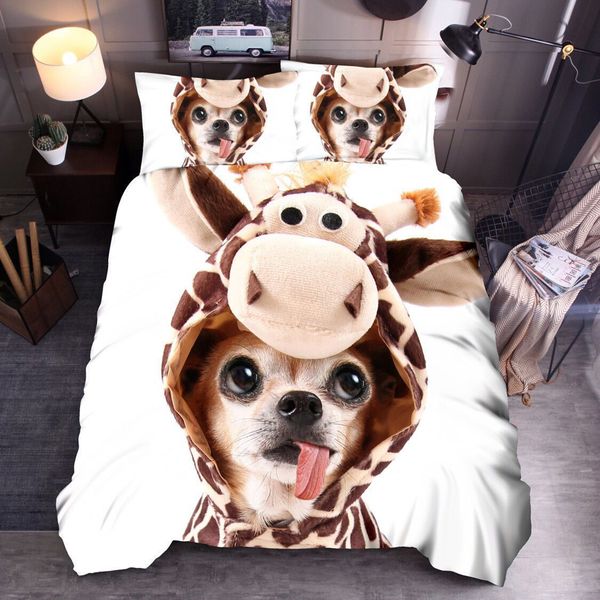 

3d dog print bedding set animal pattern designer duvet cover set bed linen twin full queen kings sizes for kids boys children